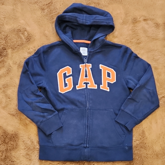 Med (8) GAP Kids Dark Blue Hoodie with Orange Logo - Picture 1 of 1